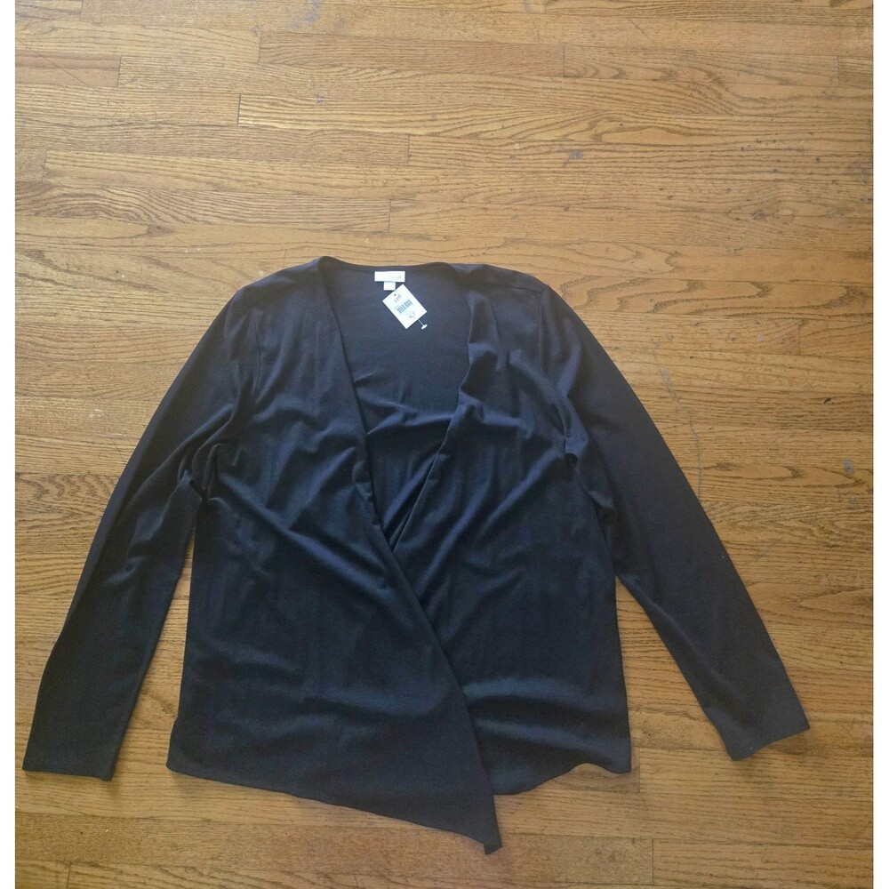 J Jill Pure Jill Womens Black Lightweight Open Front Cardigan Size XL Tall NWT